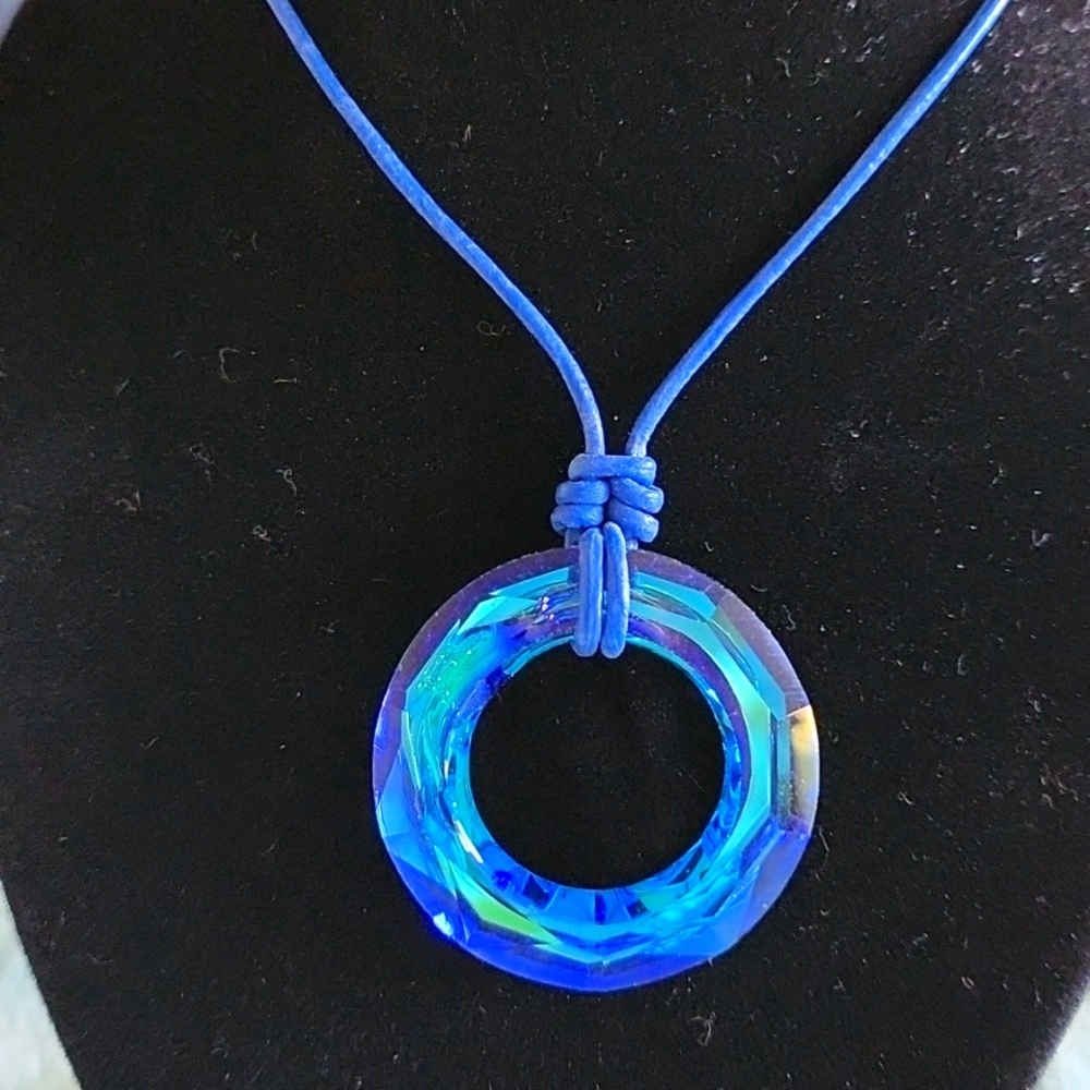 Genuine Navy Leather Necklace!